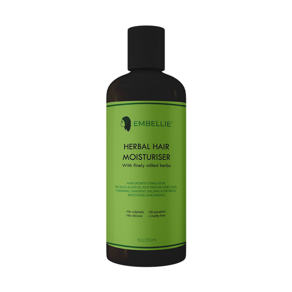 Herbal hair moisturiser with finely milled herbs